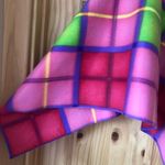 Bright multicolored plaid fleece handmade poncho & scarf set OS Size undefined Photo 3