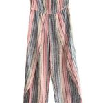 Drew Anthropologie  Emerson Pastel Stripes Linen Blend Bandeau Jumpsuit Size S Photo 0