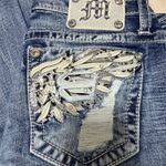Miss Me  Boot Cut Jeans Mid Rise Size 30 Short Distressed Denim Embellished Photo 12