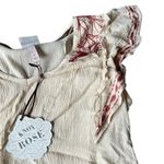 Knox Rose  Women's Oatmeal Flutter Short Sleeve Embroidered Shirt - Size XS - NWT Photo 3