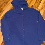 Duluth Trading felxpidition Hooded Shirt Jacket Snap Front Pockets XXL purple Blue Photo 0