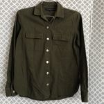 Topshop Petite army green denim button down‎ shirt Size 2P Photo 1