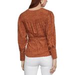 BCBGMAXAZRIA  Pleated Shoulder Wrap Ruffled Top Blouse Size Medium Photo 3