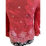 American Eagle Floral Blouse Embroidered Tassle Bell Sleeve  Photo 5