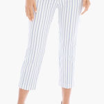So Slimming Serene Striped Cuffed Crops White/Blue Size 16 Chico's 3 Photo 0
