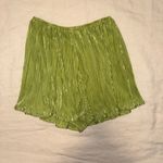 Lulus Casually Luxe Lime Green Satin Plisse Shorts - Size XS Photo 2