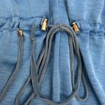 ENVI Blue Silky Elastic Drawstring Waist Long Sleeve Midi Dress Size Small Photo 8