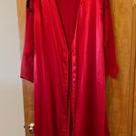 Natori  Red Long Robe With Black Lace At Shoulders On Sleeves Sexy Vintage Large Photo 7