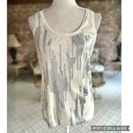 Ann Taylor NWT Tank Top Sequin Cream Silver Knit Back M Party Cocktail Elegant Photo 1