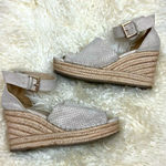 Altar'd State Altar’d State Tan Vegan Suede Perforated Espadrilles Wedges 8 Photo 0