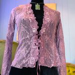 Vintage Y2K New York & Company Long Sleeve Sheer Mesh Witchy Cardigan XS Purple Photo 3