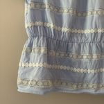 J.Crew  Daisy-chain peplum top puff sleeves blue and white size Photo 3