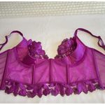 Victoria's Secret Victoria’s Secret 32D Floral Embroidered Quarter Cup Corset Top Purple NWOT Photo 3