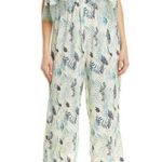 Foxiedox New Lace Ruffle Printed Cropped Strapless Jumpsuit Green Petite Size XS Photo 0