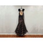 Mac Duggal  79230 Trumpet Gown Embellished Feather Sleeve Illusion Neck Sz 12 Photo 4