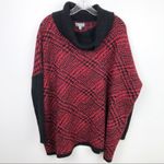Joseph A  Plaid Turtleneck Sweater Red Black Women's Size Medium NWT Photo 1