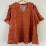Bloomchic  Orange Polka Dot Ruffle Sleeve Blouse Casual 22 24 Photo 0