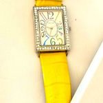Vernier Yellow Genuine Leather Strap Watch with Silver Bezel Photo 6