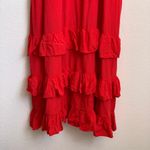 Melissa Obadash Bethan Frill Tiered Midi Dress in Red Size L Photo 8