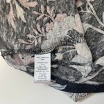 Loft 100% Linen Gray Garden Floral Print Flutter Sleeve Top Photo 8