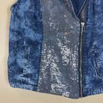 Chico’s Sequin Moto Denim Vest Blue Size M Photo 3