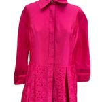 Rickie Freeman for Teri Jon Taffeta Shirt Dress w/ Eyelet Skirt Hot Pink Size 12 Photo 6