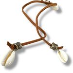 Free People  Katie Leather Shell Choker NWT Layered Necklace Beach Bohemian Surf Photo 5