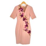 Trina Turk | Size 2 | Knightly Floral Printed Embroidered Sheath Dress in Blush Photo 3