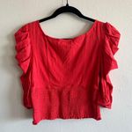 Free People Red Ruffled Blouse Photo 1