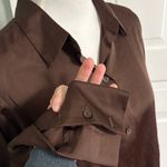 Abercrombie & Fitch  Elegant Brown Satin Button-Up Shirt Blouse Size Small Photo 1