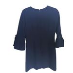 Club Monaco Crepe Shift Dress 3/4 Bell Ruffle Sleeves 2 Cocktail Event Navy Blue Photo 5