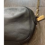 Coach Crossbody Bag Dark Gray Pebbled Leather with Gold Chain-strap Purse Photo 2