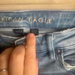 American Eagle  Light Blue Distressed Flare Jeans Stretch Size 000 Short Photo 6