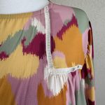 FATE. Pink Yellow Print Bishop Sleeve Blouse Women’s M Preppy Workwear Business Photo 1