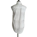 Michael Kors Womens Size L Top White Eyelet Cutouts Button Down See Through Photo 1