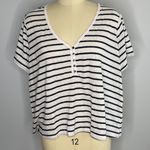 Old Navy Striped Linen-Blend Cropped Henley for Women- Size 2X- NWT Photo 2