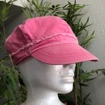 Y2K Pink Denim Distressed Frayed Messenger Cadet Newsboy Baker Boy Military Baseball Hat Cap 100% Cotton One size Photo 3