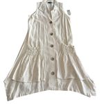For Cynthia Linen Blend Lagenlook Shirt Dress Large Sleeveless Pockets Small Photo 0