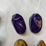 Vintage 80's Earrings Acrylic Pour Paint Stud Post 1" Fashion Express Bundle Green Photo 3