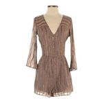 Abercrombie & Fitch Sequin Embellished Romper Size 00 Brown Lace Long Sleeve Photo 1