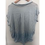 Blue Heaven Ombre Distressed Fray Hem Button Down Shirt Top Womens L Size L Photo 4