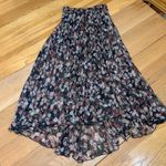 Abercrombie & Fitch Abercrombie Fitch Black Floral Pleated Chiffon Maxi Skirt XS High Low Ruffle Photo 0