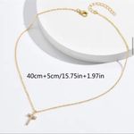 Gold Cubic Zirconia Cross Pendant Necklace for Women Photo 5