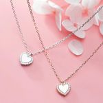 Heart necklace rose gold mini pendant charm rhinestone chain womens jewelry Photo 1