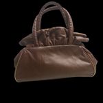 Y2K Genuine Leather Rhinestone Handbag Satchel brown & tan Baguette Chunky Brown Photo 4