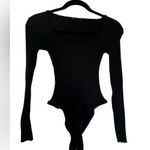 ZARA Black Ribbed Long Sleeve Bodysuit  Photo 0