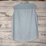Vintage Denim Sleeveless Button Down Floral Embroidered Shirt Lg Blue Photo 2