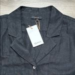 Quince European Linen Short Sleeve Button Up Shirt Black Size Large Photo 3