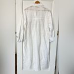 ZARA  Openwork Eyelet White Maxi Shirt Dress Long Sleeve Coverup Size XS Photo 6