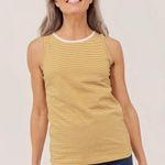 Pact Softspun Striped Crew Neck Organic Cotton Tank Mustard White SZ S #2133 Yellow Photo 0
